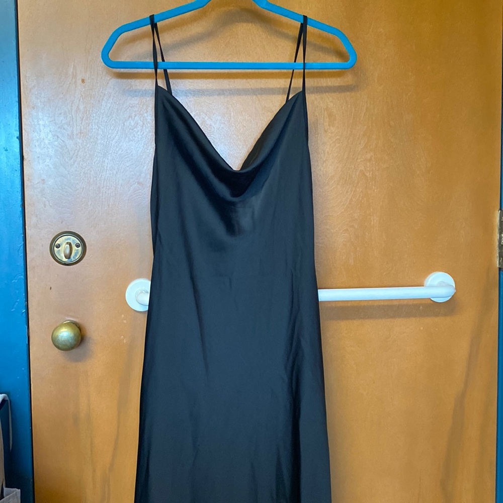 SHEIN Black Silk Slip Dress